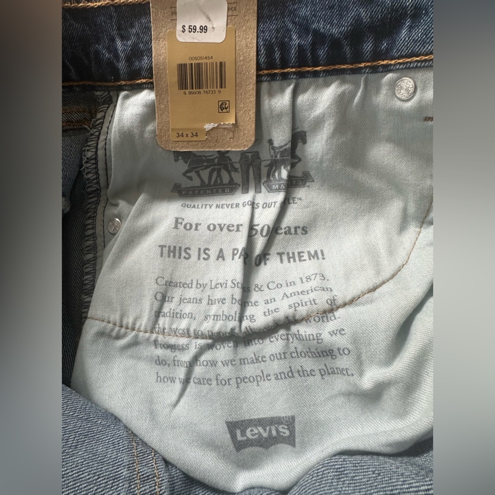 NWT Levi’s 505 Straight Fit Medium Wash Jeans - Size 34x34 - Picture 13 of 13